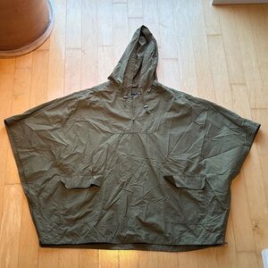 Eileen Fisher Army Green Hooded Rain Jacket